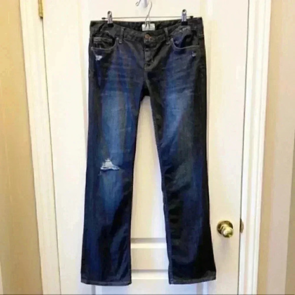 Aeropostale Chelsea Bootcut Jeans  Distressed Dark Blue Denim Size 7/8 30 - Picture 3 of 16